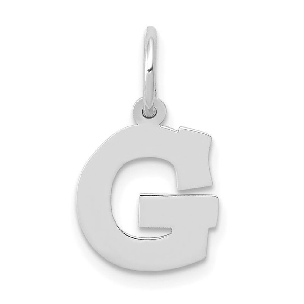 14k White Gold, Amanda Collection, Small Block Style Initial G Pendant